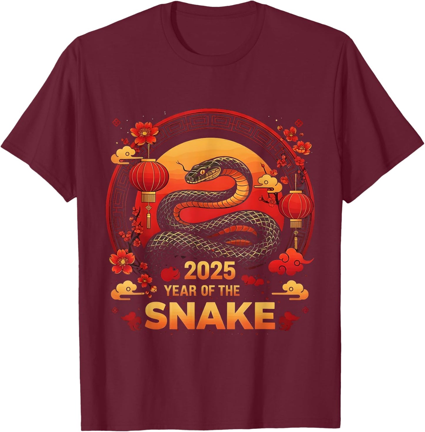 Year Of The Snake 2025 Lunar New Year Chinese New Year 2025 T-Shirt - T-Shirt | Maroon