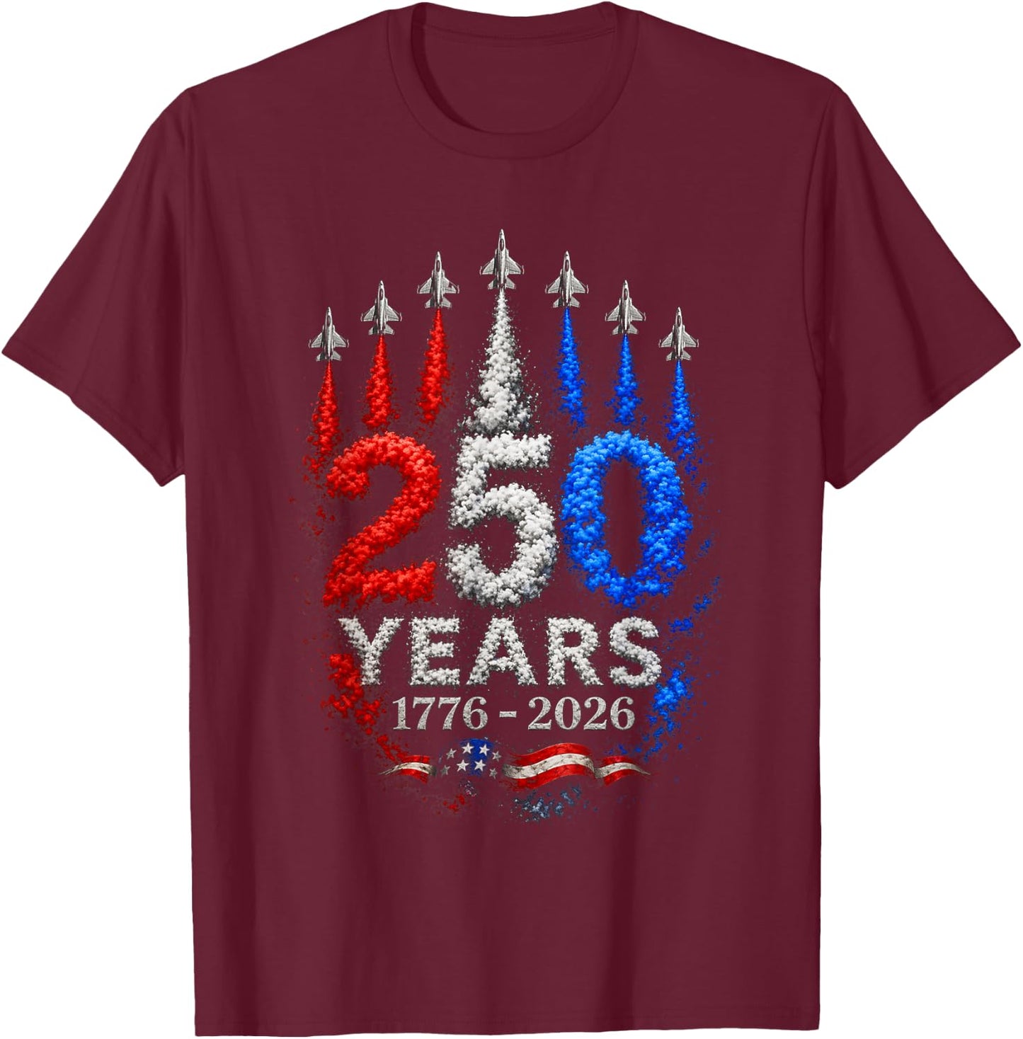 USA America 250 Year Jets T-Shirt - T-Shirt | Maroon