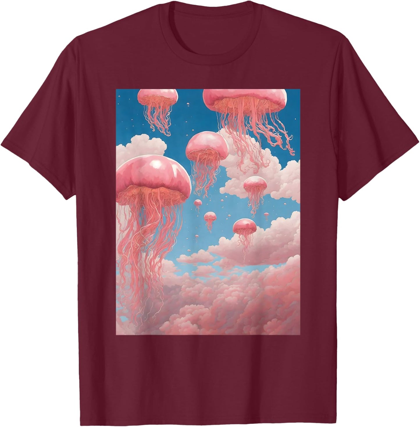 Jellyfish Pink Weirdcore Dreamcore Pastel Aesthetic T-Shirt - T-Shirt | Maroon
