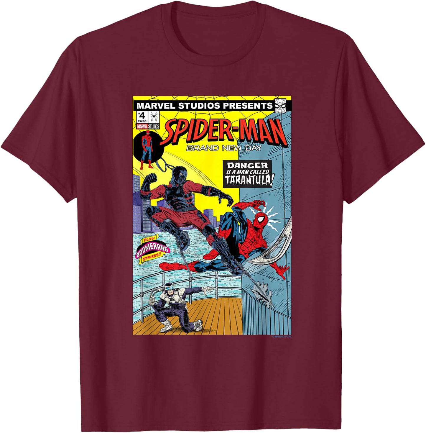 Marvel Spider-Man: New Day Danger Tarantula Comic T-Shirt - T-Shirt | Maroon