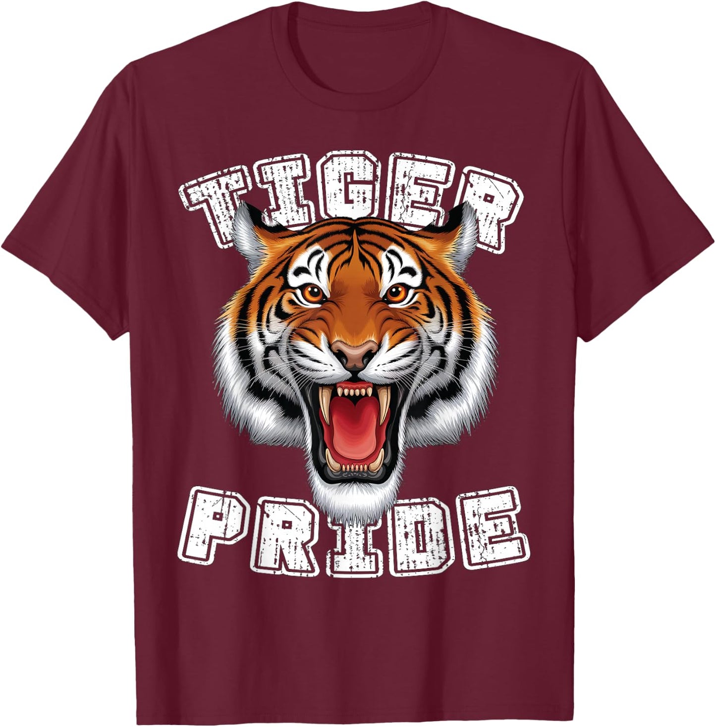 Tiger Pride Raor Retro Tiger School Sports Team T-Shirt - T-Shirt | Maroon