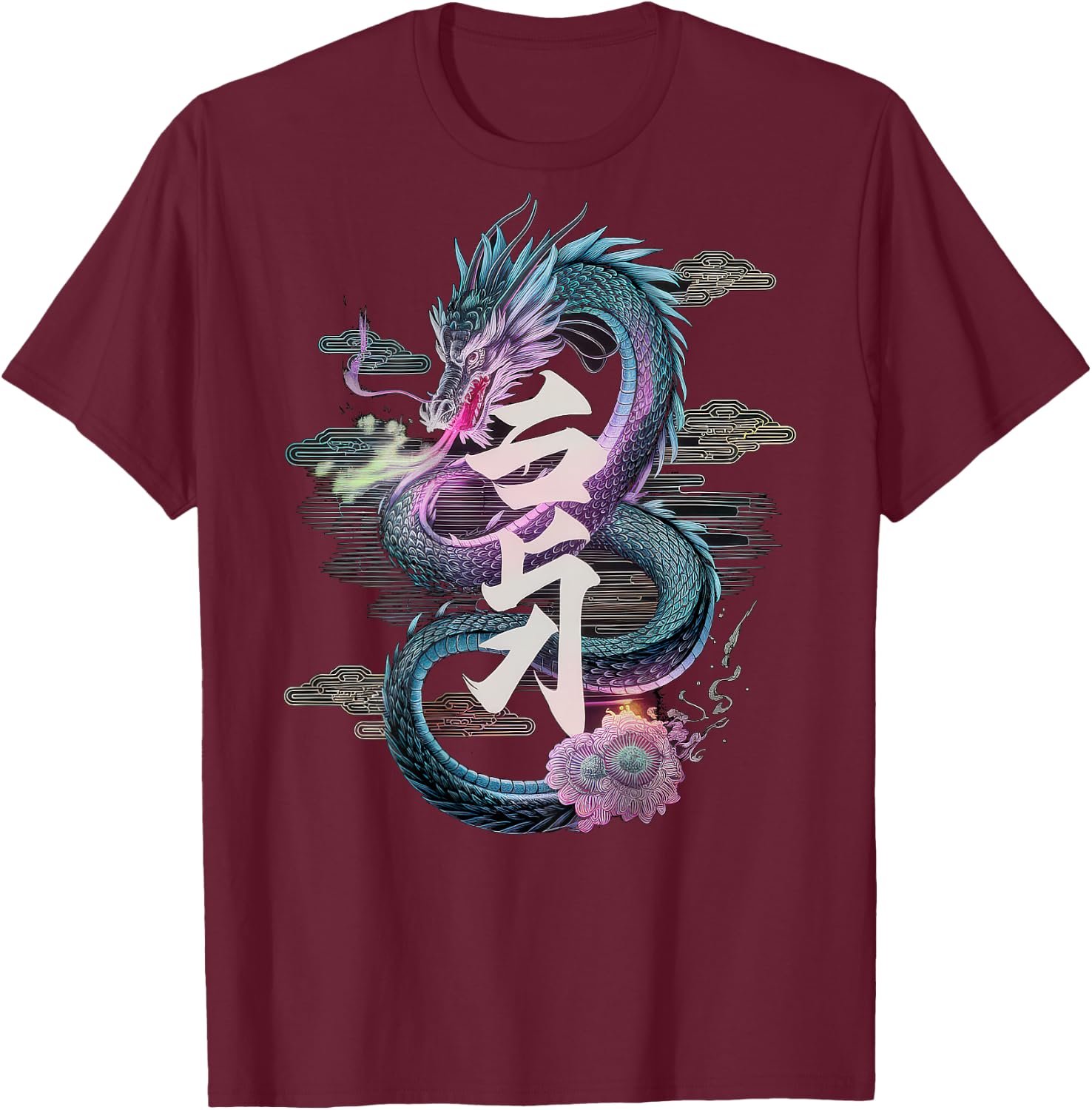 Japanese Aesthetic Streetwear Backprint Vaporwave Fashion , black T-Shirt - T-Shirt | Maroon