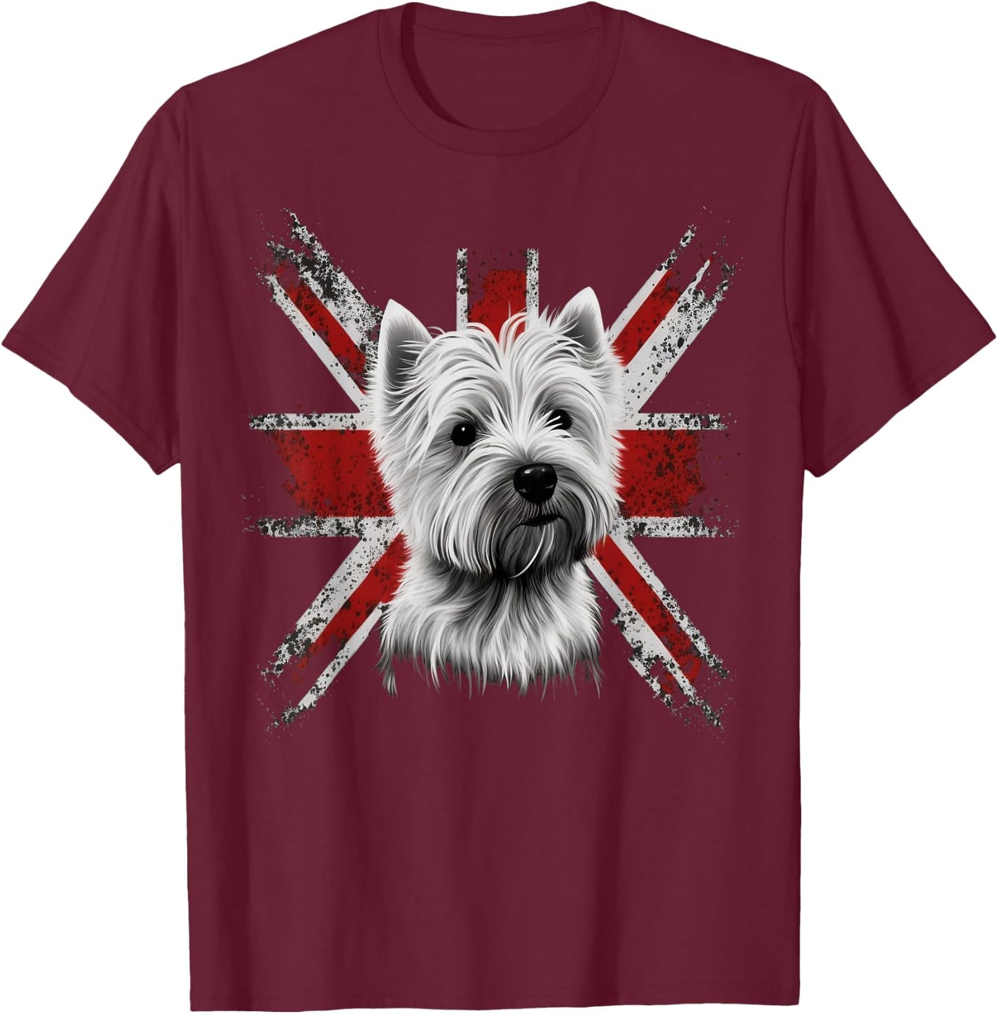 Britisch UK Westie Grossbritannien West Highland White Terrier T-Shirt - T-Shirt | Maroon