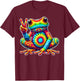 Tie-Dye Frog With Peace Sign Cool Hippie T-Shirt - T-Shirt | Maroon
