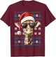 Giraffe Santa Hat Ugly Christmas Sweater Giraffe Lover Xmas T-Shirt - T-Shirt | Maroon