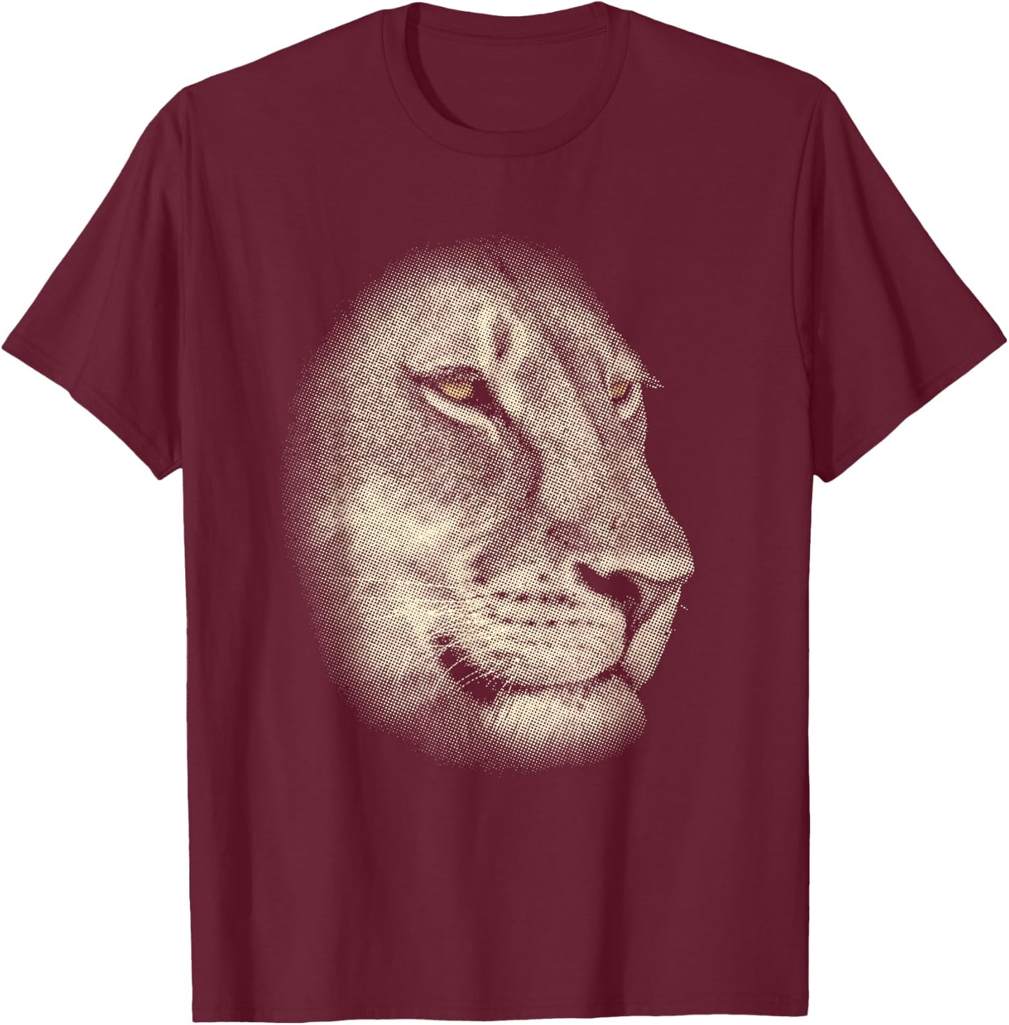 Lioness Face Close-up Perfect Artwork for Lion Fans T-Shirt - T-Shirt | Maroon
