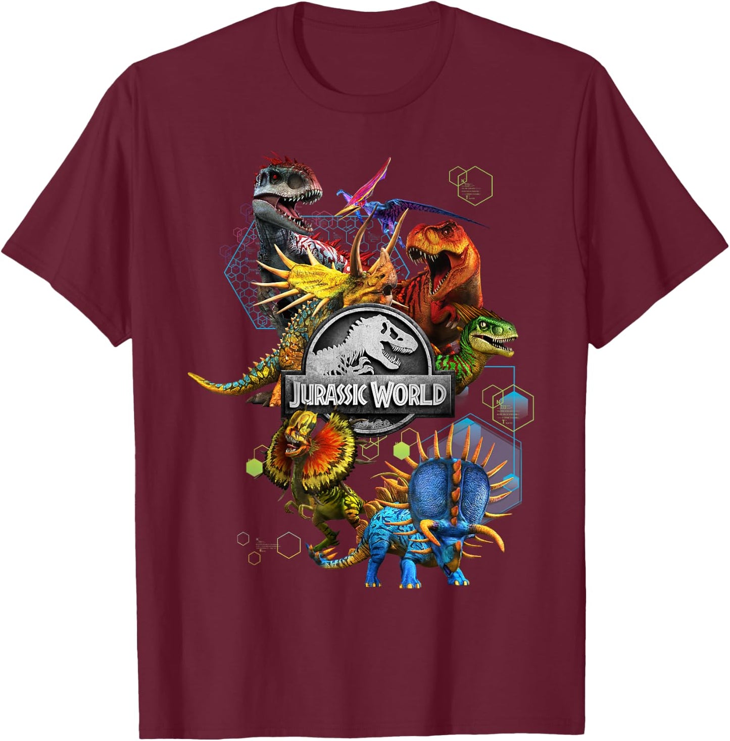 Jurassic World Genetic Dinosaur Mashup T-Shirt - T-Shirt | Maroon