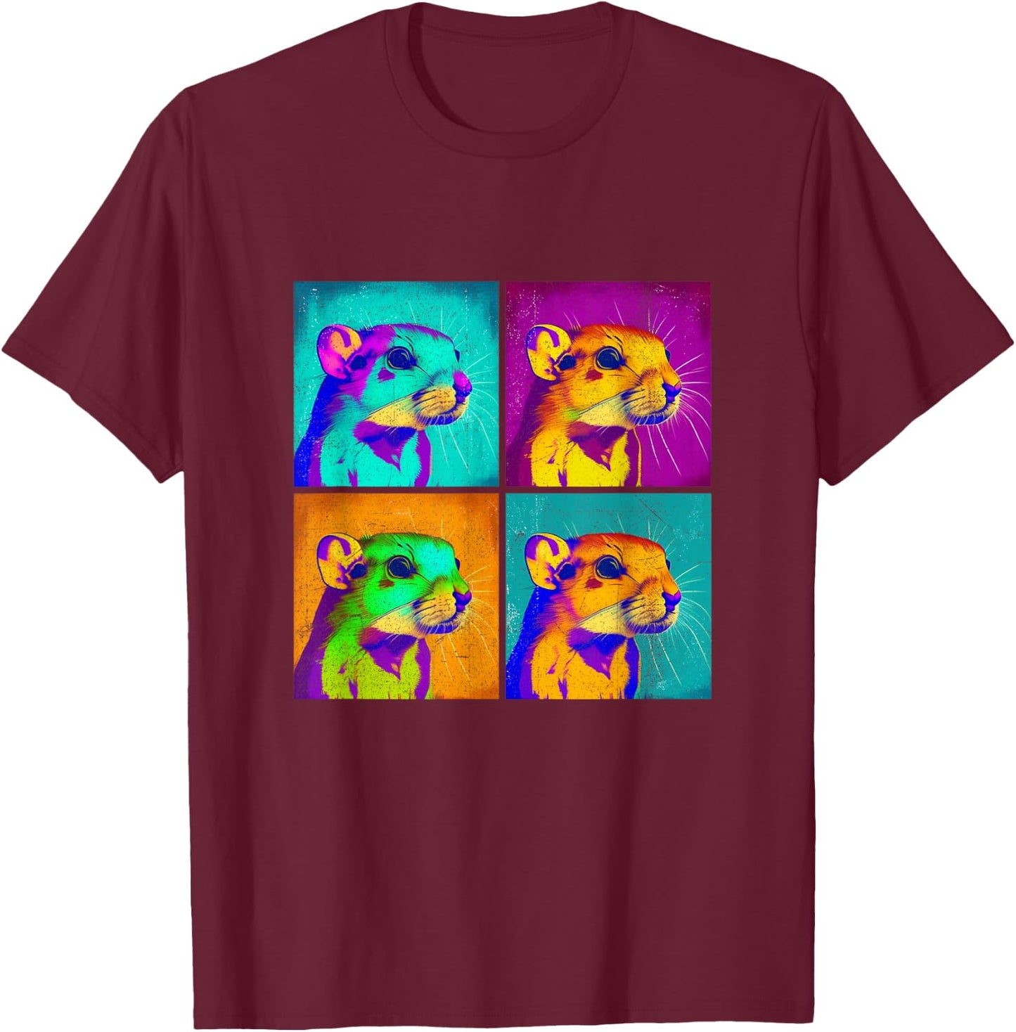 Kangaroo Rat Pop Art Design Illustration Colorful Animal Men T-Shirt - T-Shirt | Maroon