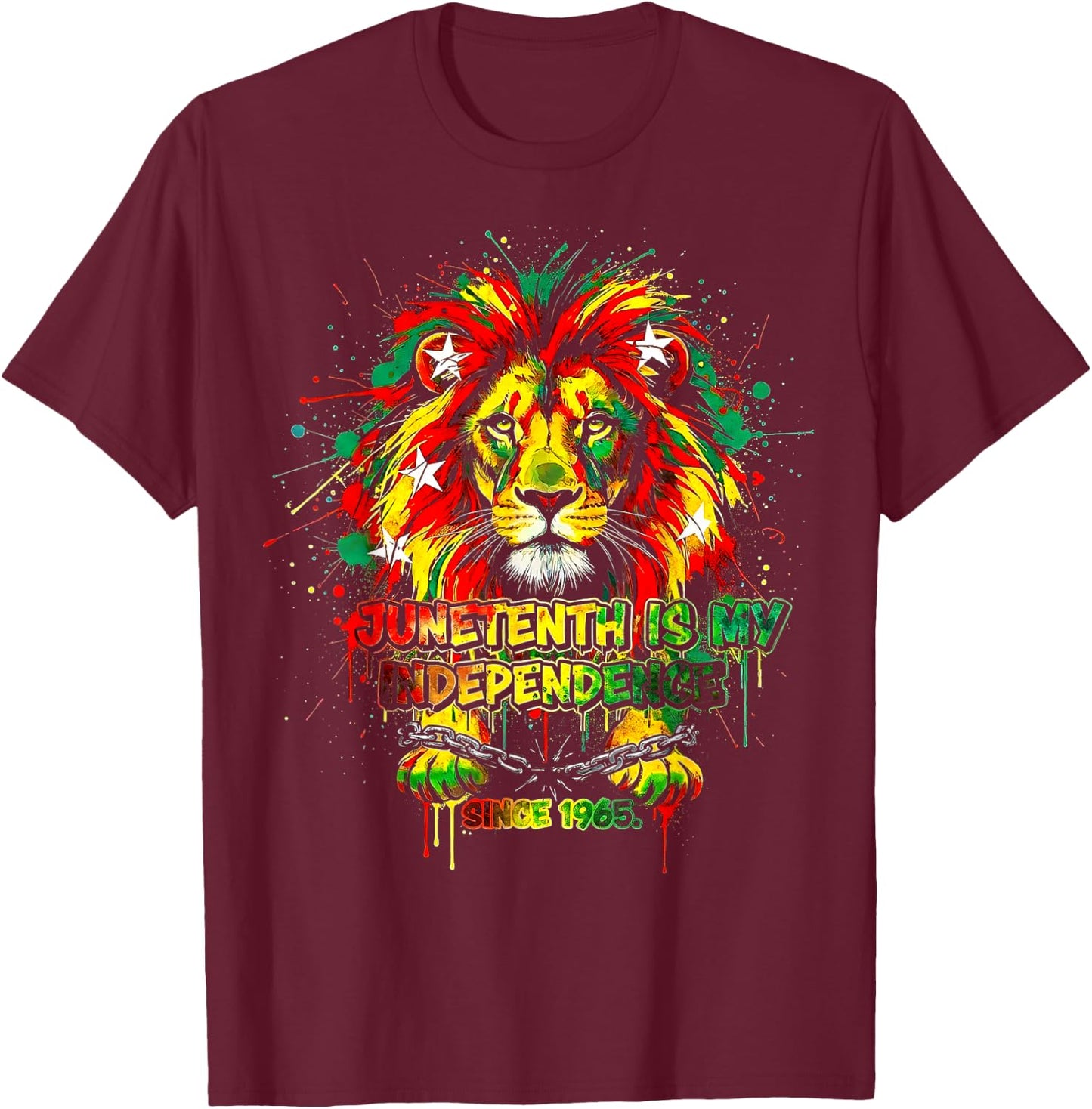 Juneteenth Lion Black African June 19th 1965 Men Women Black T-Shirt - T-Shirt | Maroon