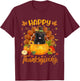 Happy Thanksgiving Newfoundland Dog Turkey Pumpkin T-Shirt - T-Shirt | Maroon