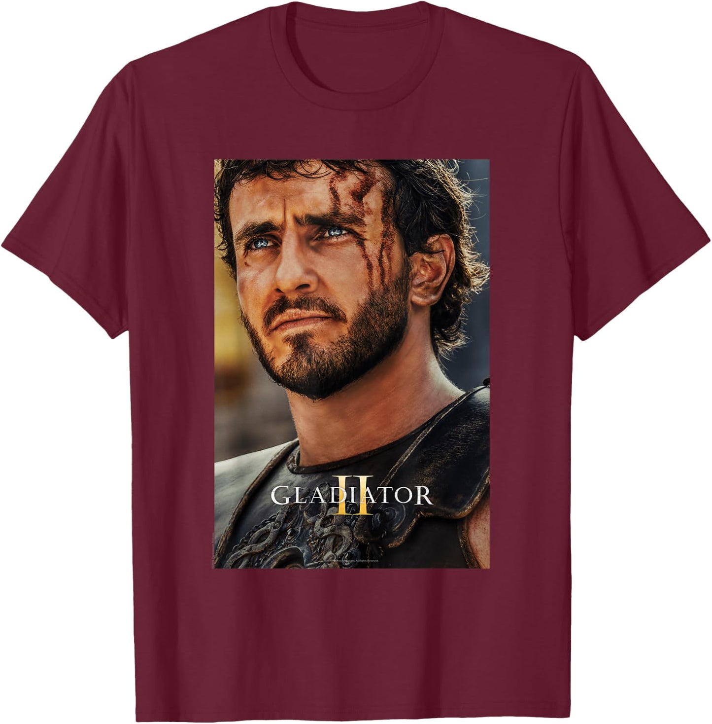 Ripple Junction x Gladiator II Lucius Verus Movie Poster , Black, S T-Shirt - T-Shirt | Maroon