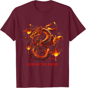 Year Of The Snake 2025 Zodiac Chinese New Year 2025 T-Shirt - T-Shirt | Maroon