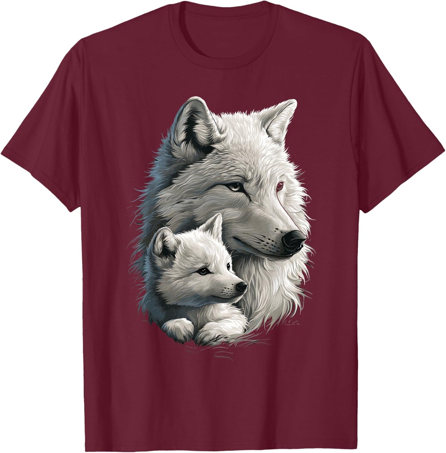 Wolf und Wolfswelpe Herren Wolfsliebhaber Mädchen Damen Wolf T-Shirt - T-Shirt | Maroon