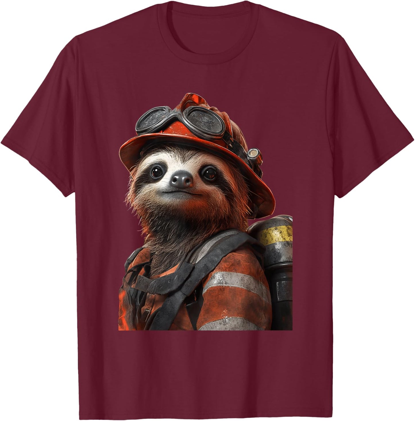 Sloth Firefighter T-Shirt - T-Shirt | Maroon