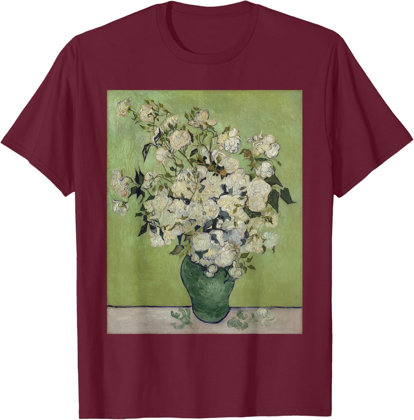 Vincent van Gogh Vase with Roses T-Shirt - T-Shirt | Maroon
