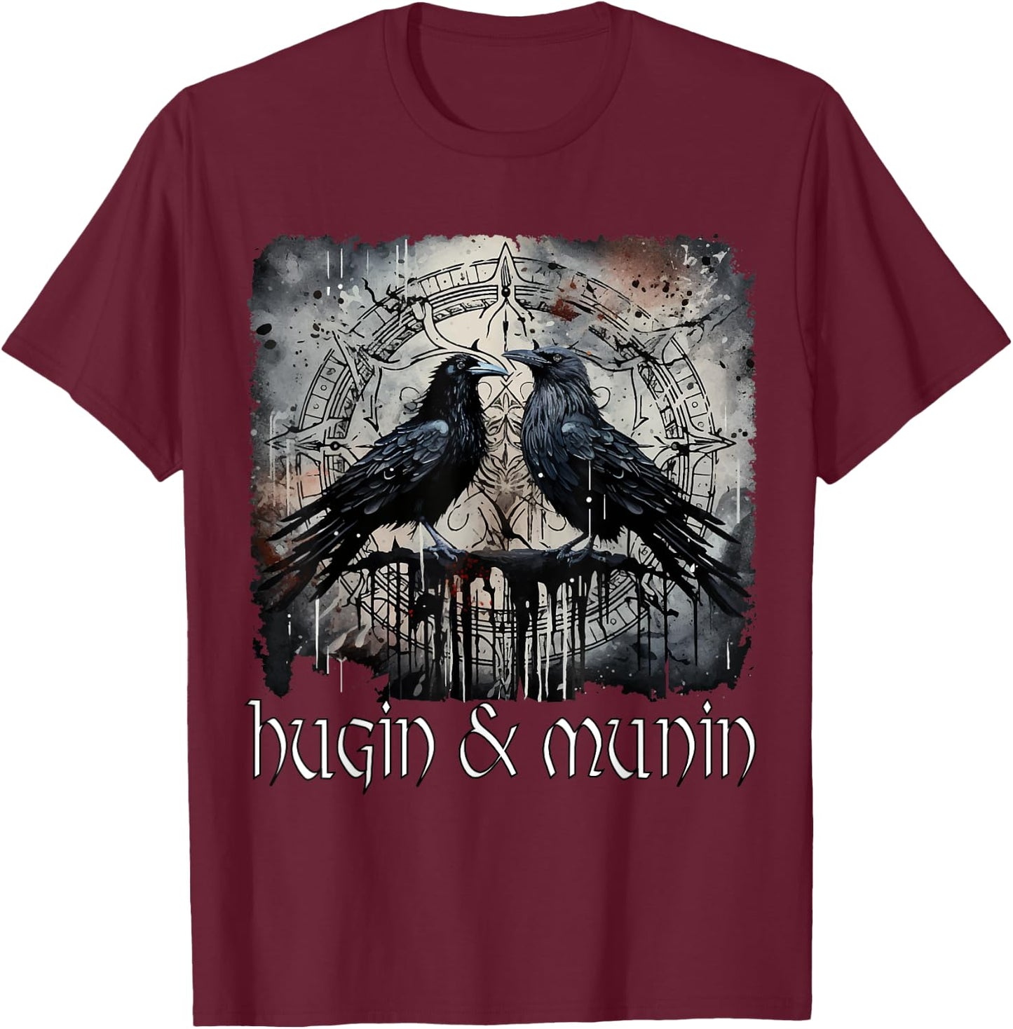 Hugin & Munin die Raben Odins Wikinger Nordische Mythologie T-Shirt - T-Shirt | Maroon