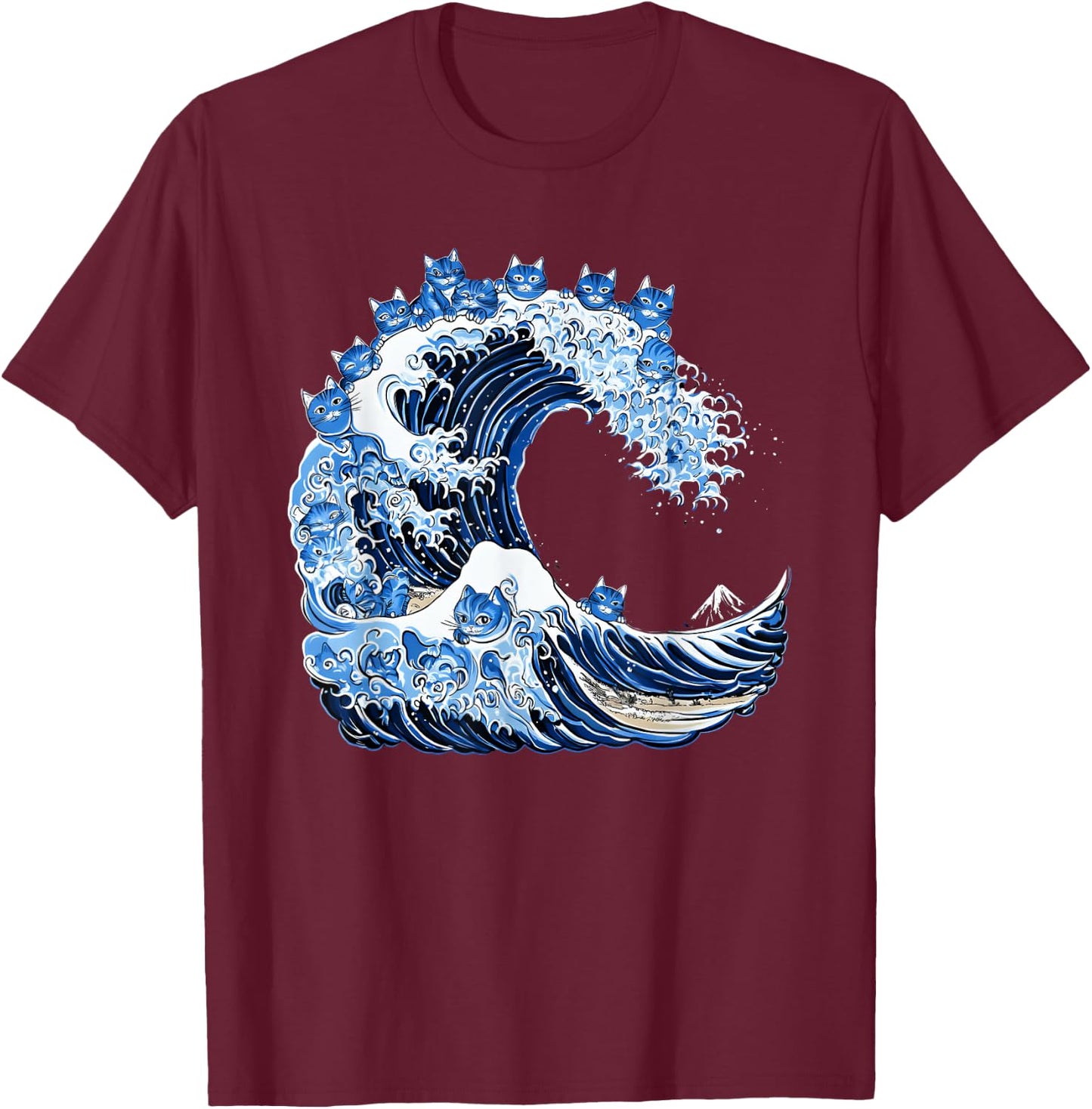 Cute Wave of Blue Cats for Kamala T-Shirt - T-Shirt | Maroon