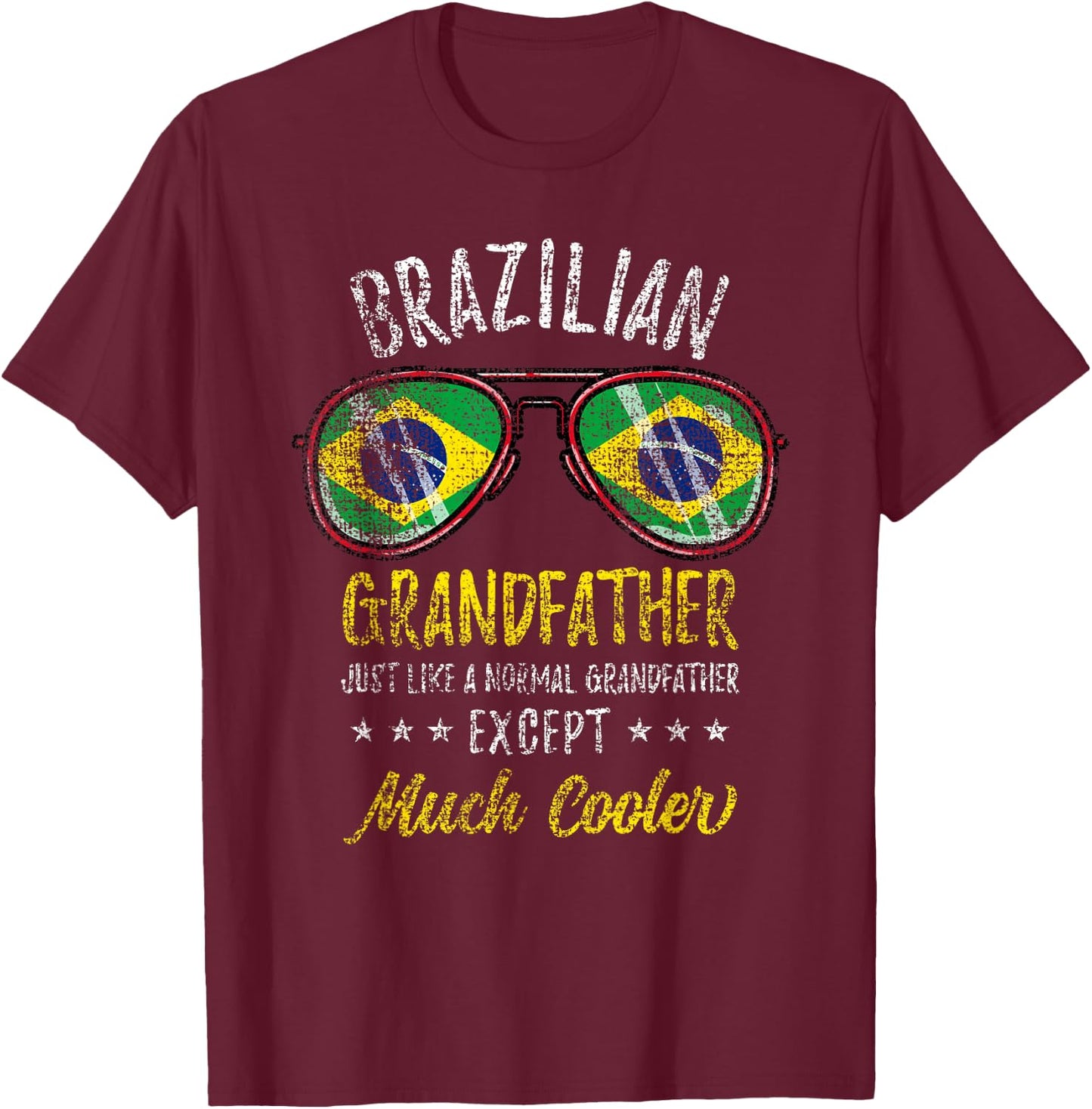 Brazilian Grandfather Sunglasses Brazilian Family Vintage T-Shirt - T-Shirt | Maroon