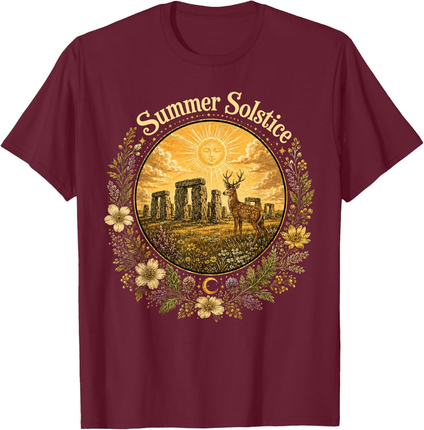 Summer Solstice Litha Midsummer Abundance & Growth Pagan T-Shirt - T-Shirt | Maroon