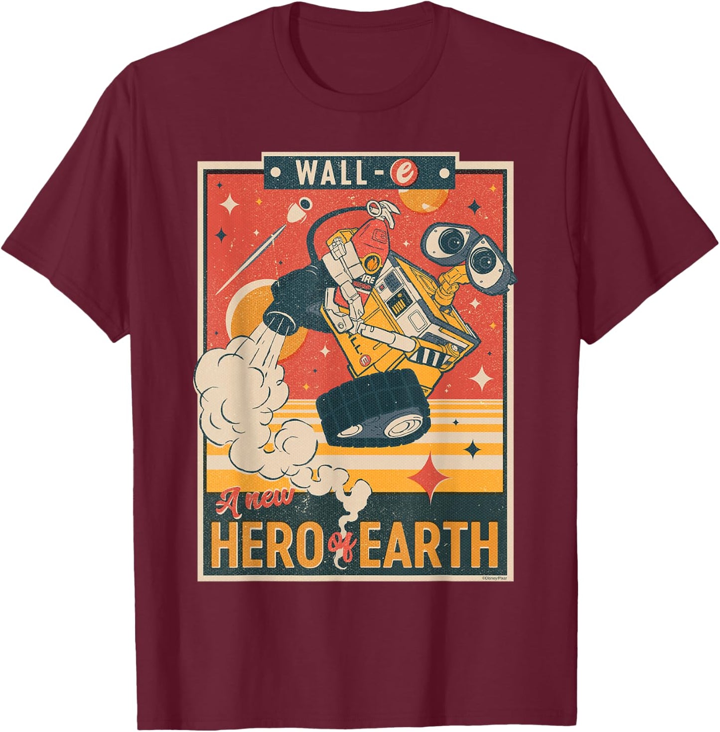 Disney and Pixar's Wall-E A New Hero of Earth , black T-Shirt - T-Shirt | Maroon