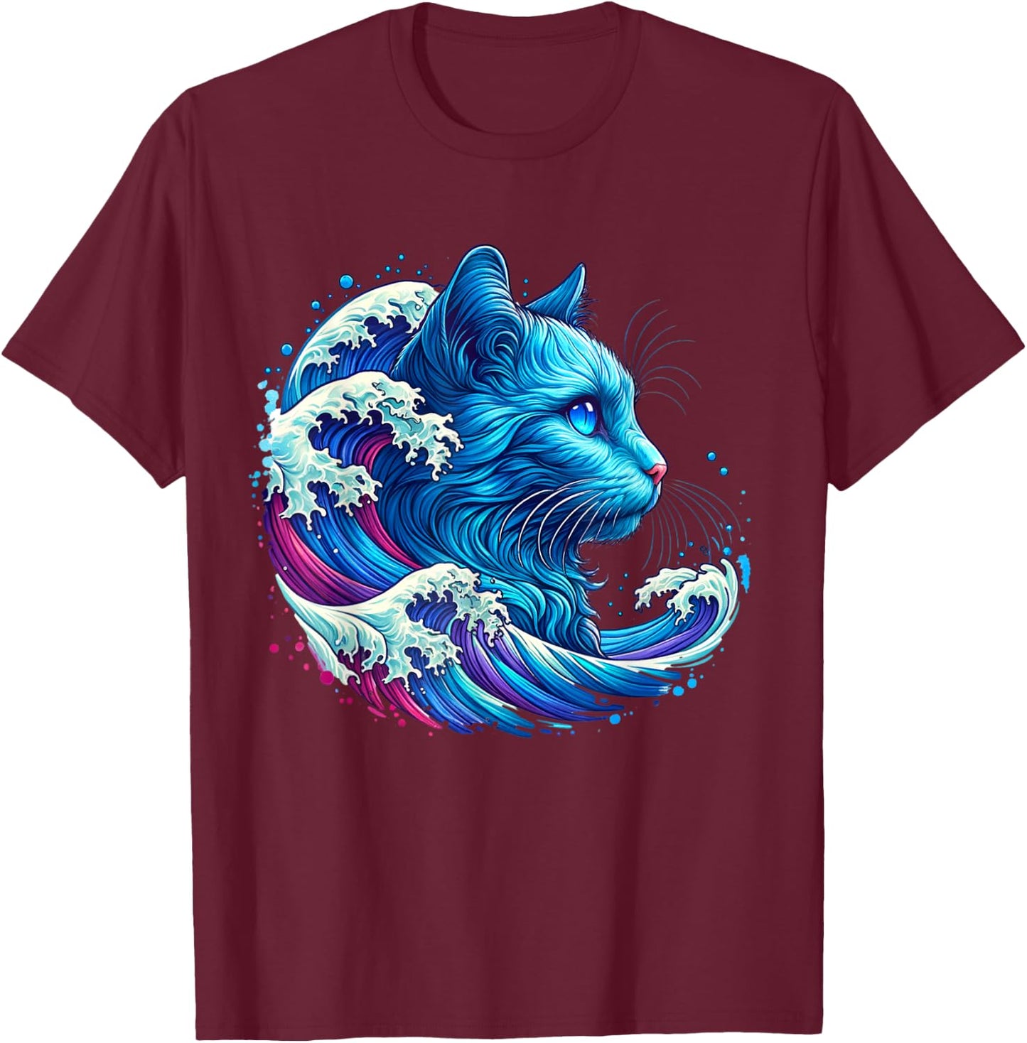 Blue Cat Wave For kamala 47 Funny Cat Ladies Harris 2024 T-Shirt - T-Shirt | Maroon