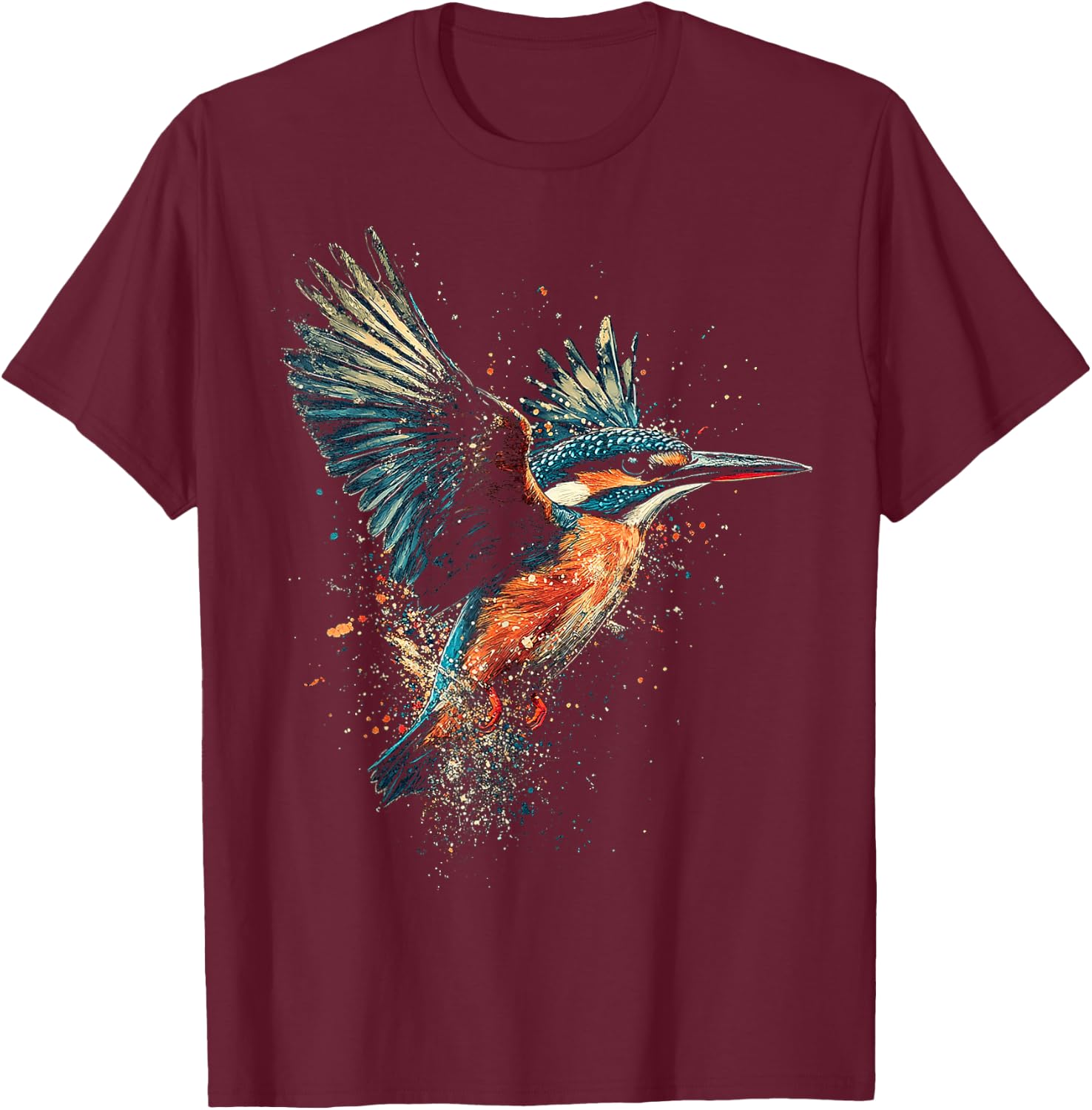 Eisvogel Grafik Tier Illustration Eisvogel T-Shirt - T-Shirt | Maroon