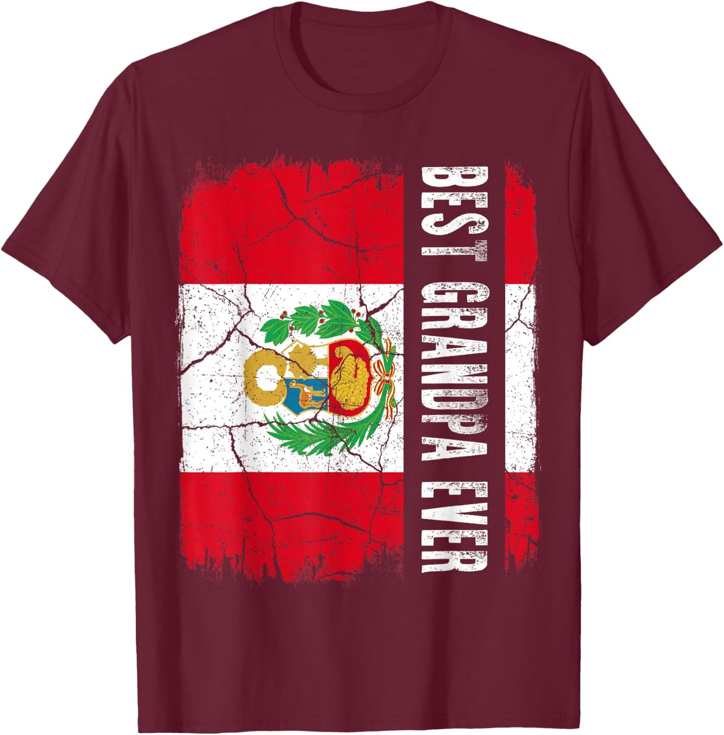 Best Peruvian Grandpa Ever Peru Grandpa Father's Day Gift T-Shirt - T-Shirt | Maroon