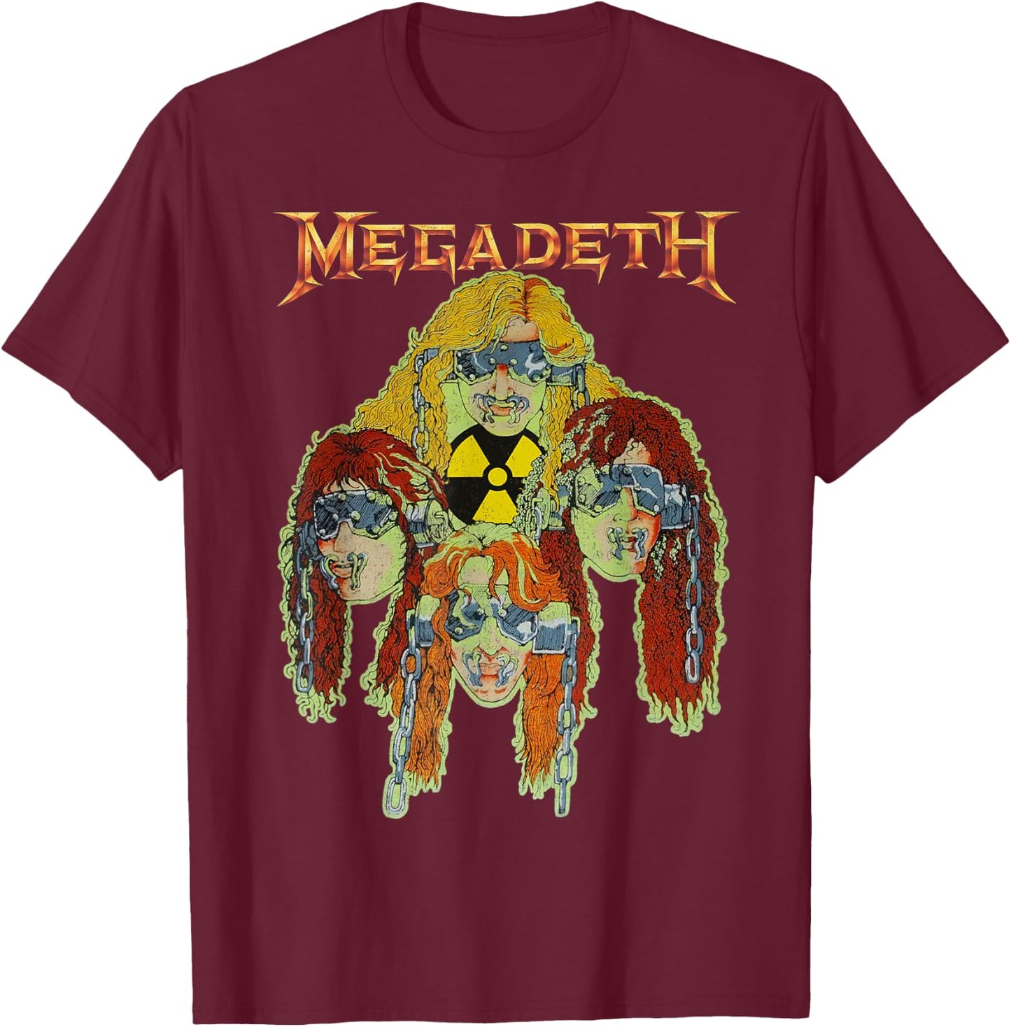 Megadeth - Nuclear Glow Heads T-Shirt - T-Shirt | Maroon