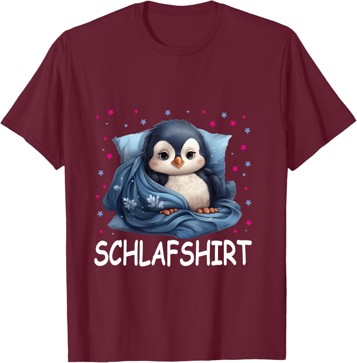 Penguin Official Sleep Shirt Cute Penguin Pyjamas Shirt, black T-Shirt - T-Shirt | Maroon