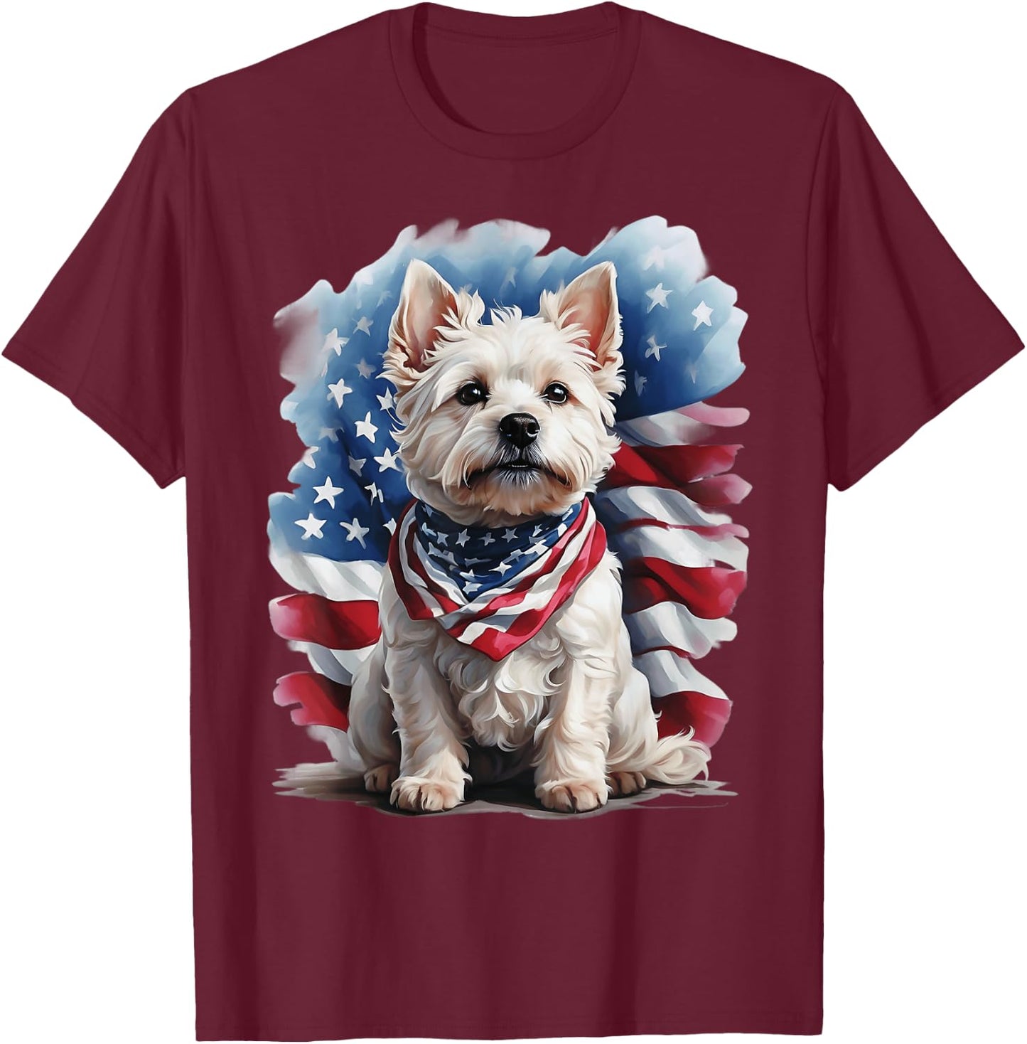 Patriotic West Highland Terrier Westie lovers delight T-Shirt - T-Shirt | Maroon
