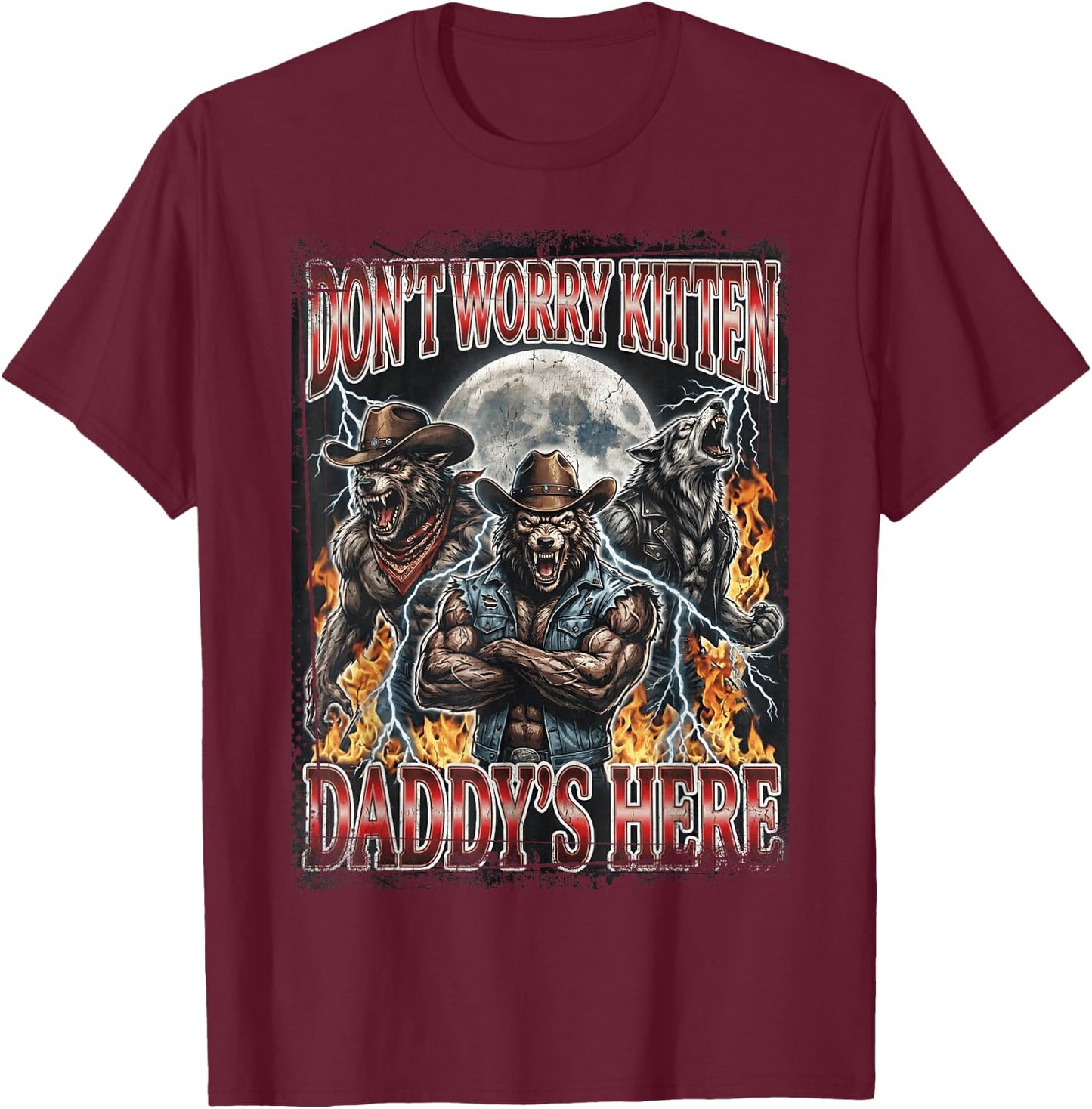 Daddy's Here Cowboy Lot de 3 Loup-garous T-Shirt - T-Shirt | Maroon