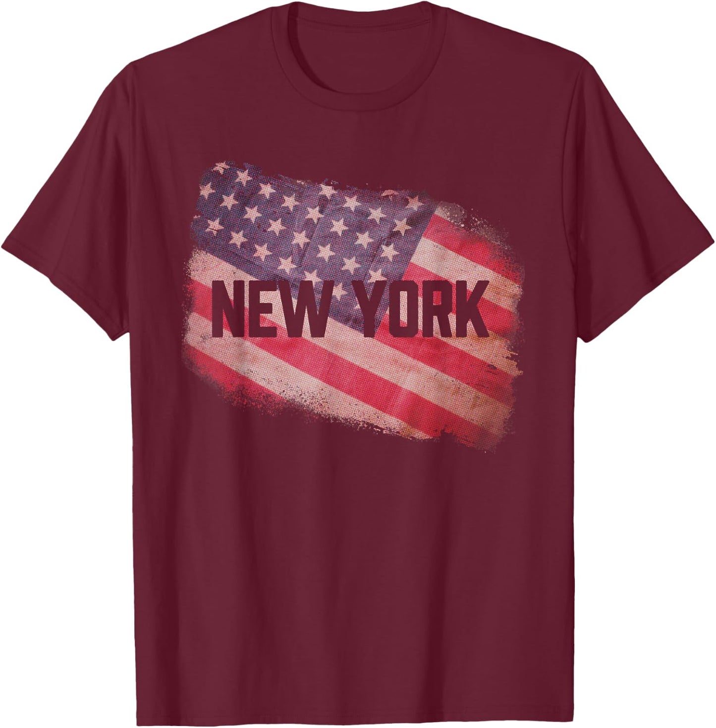 New York USA American Old Glory Flag Vintage US Souvenir , black T-Shirt - T-Shirt | Maroon