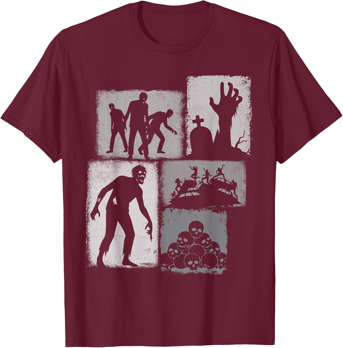 Zombie Vintage Collage Fantasy Lover T-Shirt - T-Shirt | Maroon