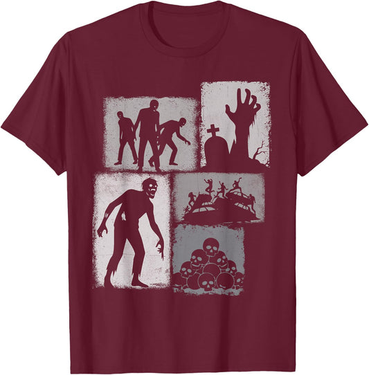 Zombie Vintage Collage Fantasy Lover T-Shirt - T-Shirt | Maroon