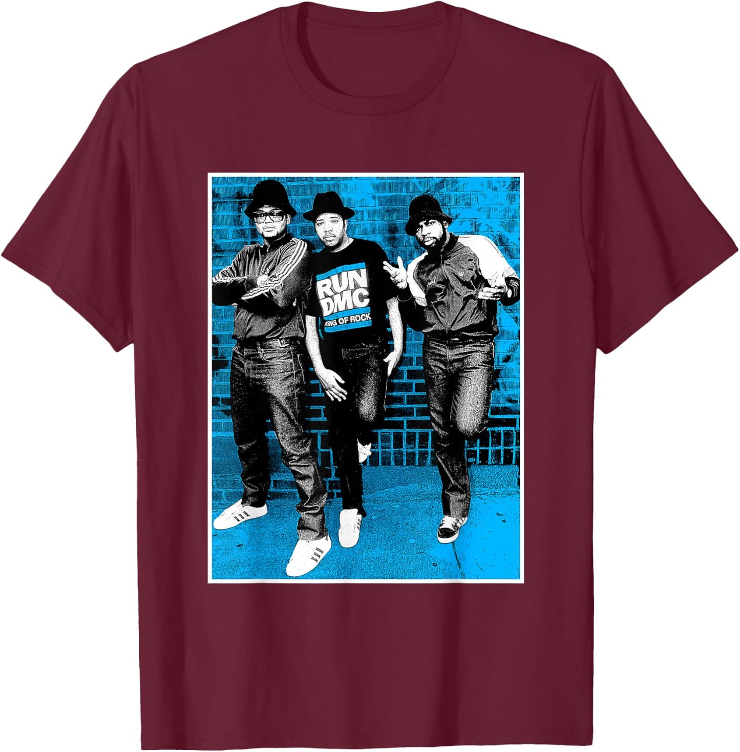 RUN DMC Blue Brick T-Shirt - T-Shirt | Maroon