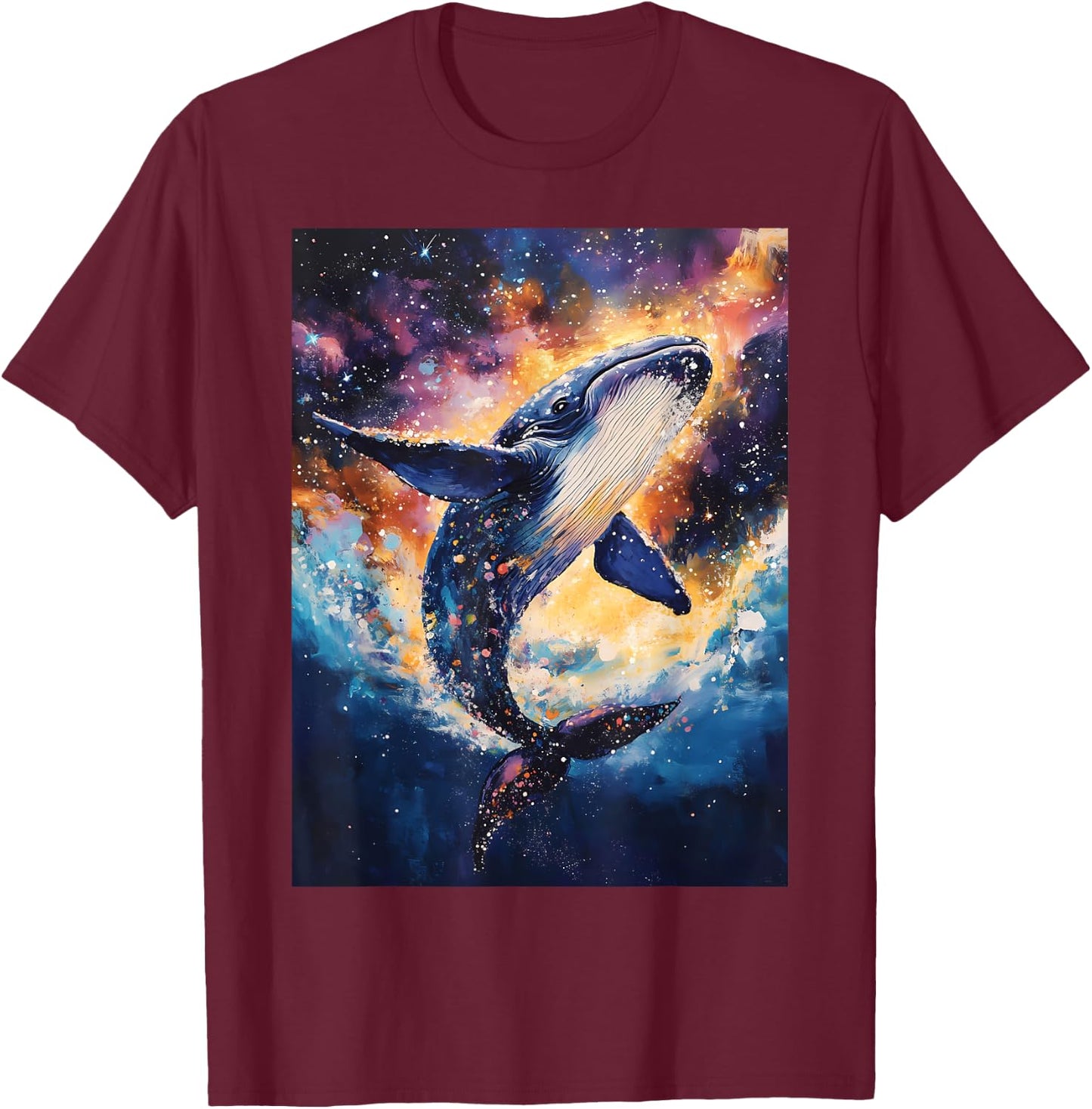 Colorful Whale T-Shirt - T-Shirt | Maroon