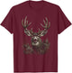 Mule Deer Graphic Artwork Design T-Shirt - T-Shirt | Maroon