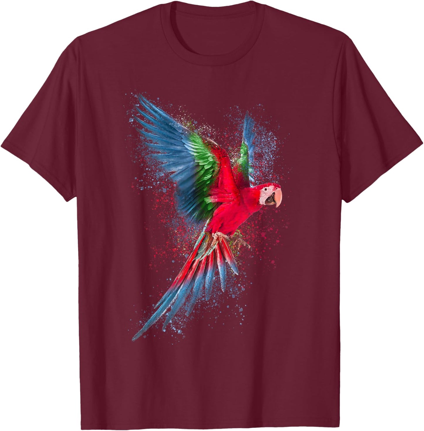 Parrot Colourful Art Animal Design Bird Animal , black T-Shirt - T-Shirt | Maroon