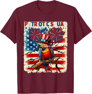 Patriotic Squad Parrot 4th Of July Fireworks US Flag Lover Kids Men T-Shirt - T-Shirt | Maroon