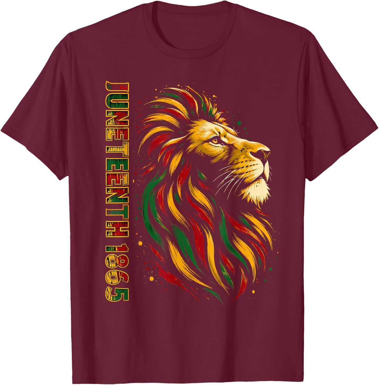 Juneteenth Shirt Lion June 19th 1865 Juneteenth Men T-Shirt - T-Shirt | Maroon