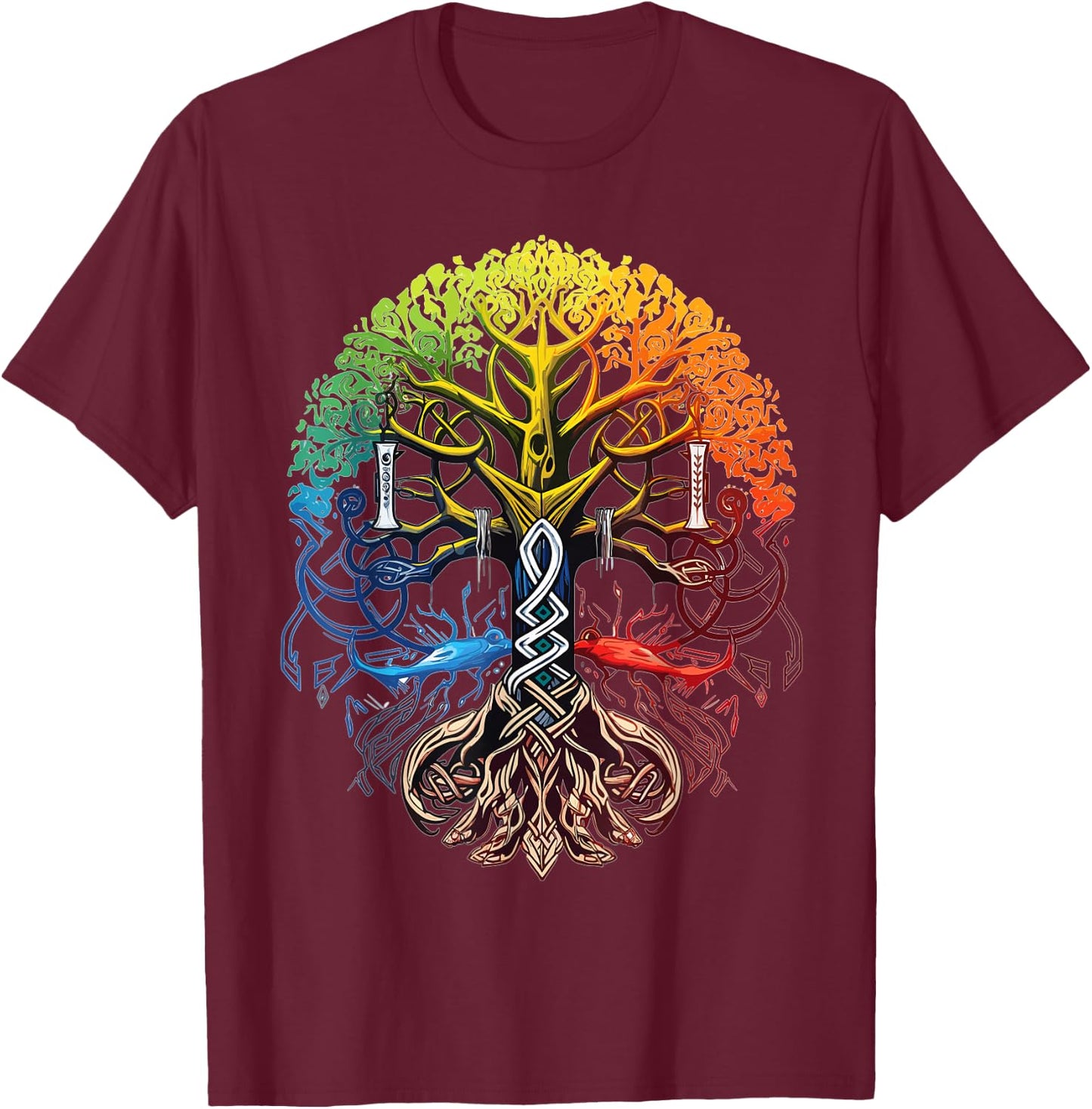 Yggdrasil Viking Krieger nordische Mythologie T-Shirt - T-Shirt | Maroon