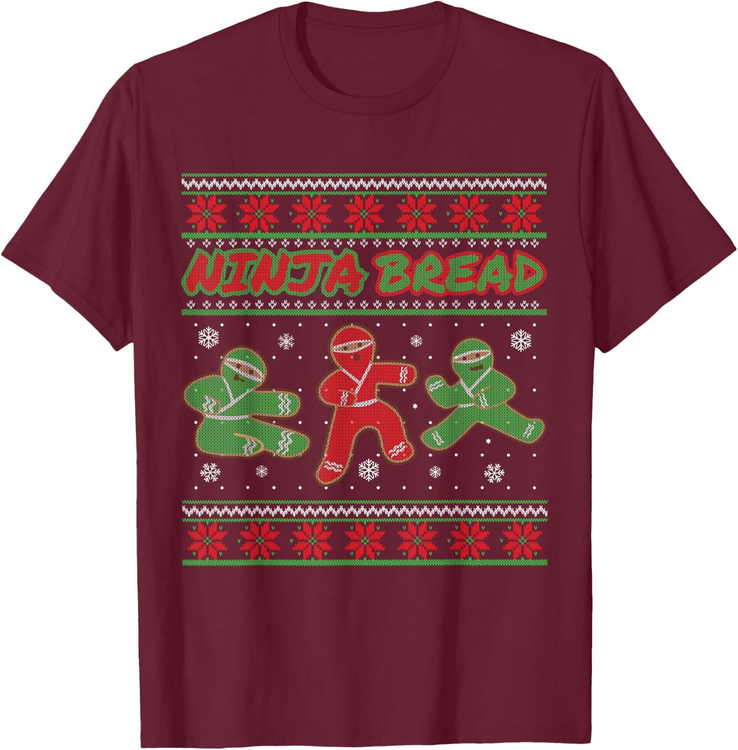 Ninjabread Man Gingerbread - Ninja Gift Ginjas Christmas T-Shirt - T-Shirt | Maroon