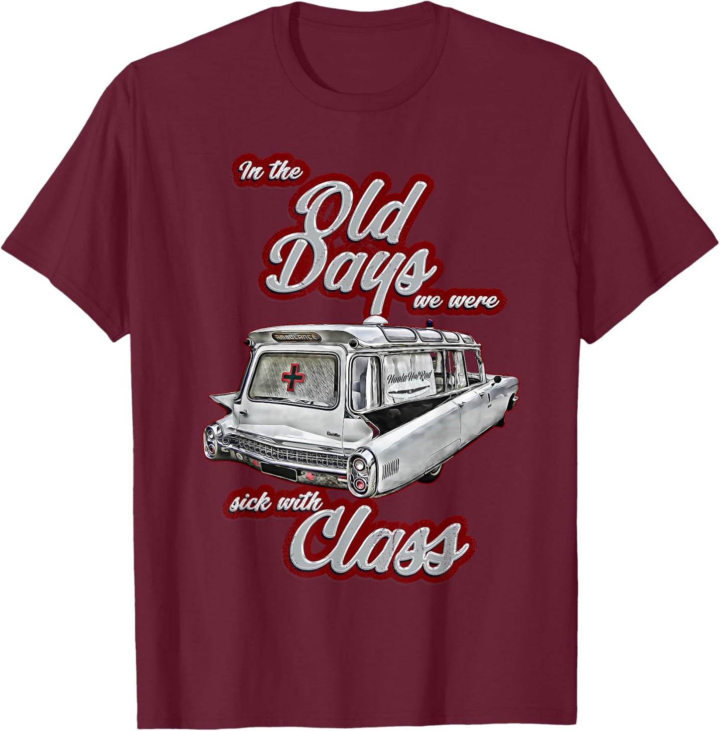 Miller,Meteor,Hotrod,Classic Ambulance car,Hearse1950s,1960s T-Shirt - T-Shirt | Maroon