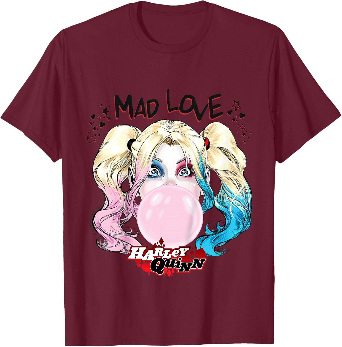Children's Batman Harley Quinn Bubblegum Mad Love , White T-Shirt - T-Shirt | Maroon