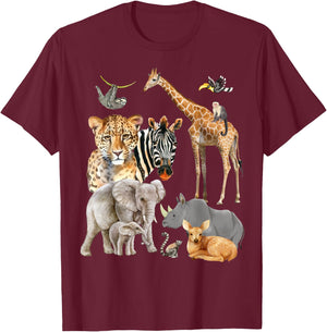 Wildlife Safari Party Animal Design T-Shirt - T-Shirt | Maroon