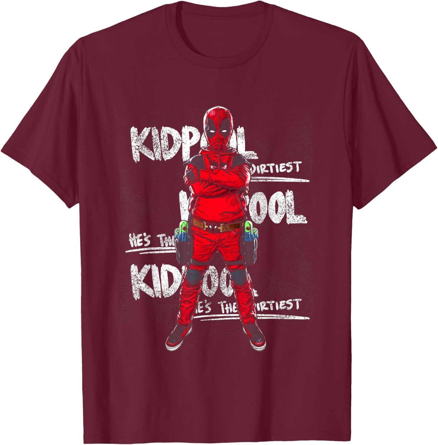 Marvel Deadpool & Wolverine The Dirtiest Kidpool Retro T-Shirt - T-Shirt | Maroon