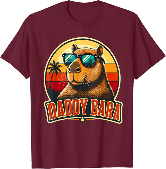 Daddybara Dad Tea Father's Day Mr Capybara Gift Daddy T-Shirt - T-Shirt | Maroon