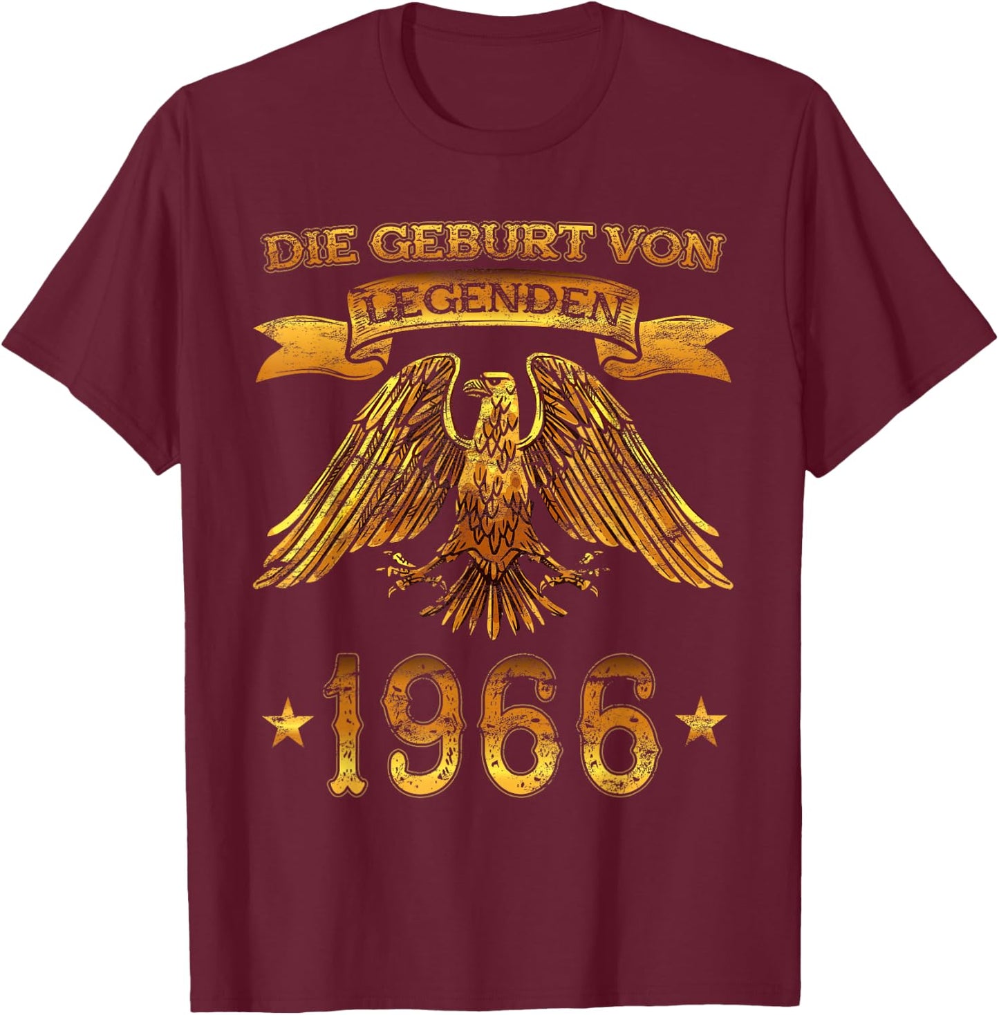 Men's "Die Geburt von Legenden" Vintage 1966 Birthday, black T-Shirt - T-Shirt | Maroon