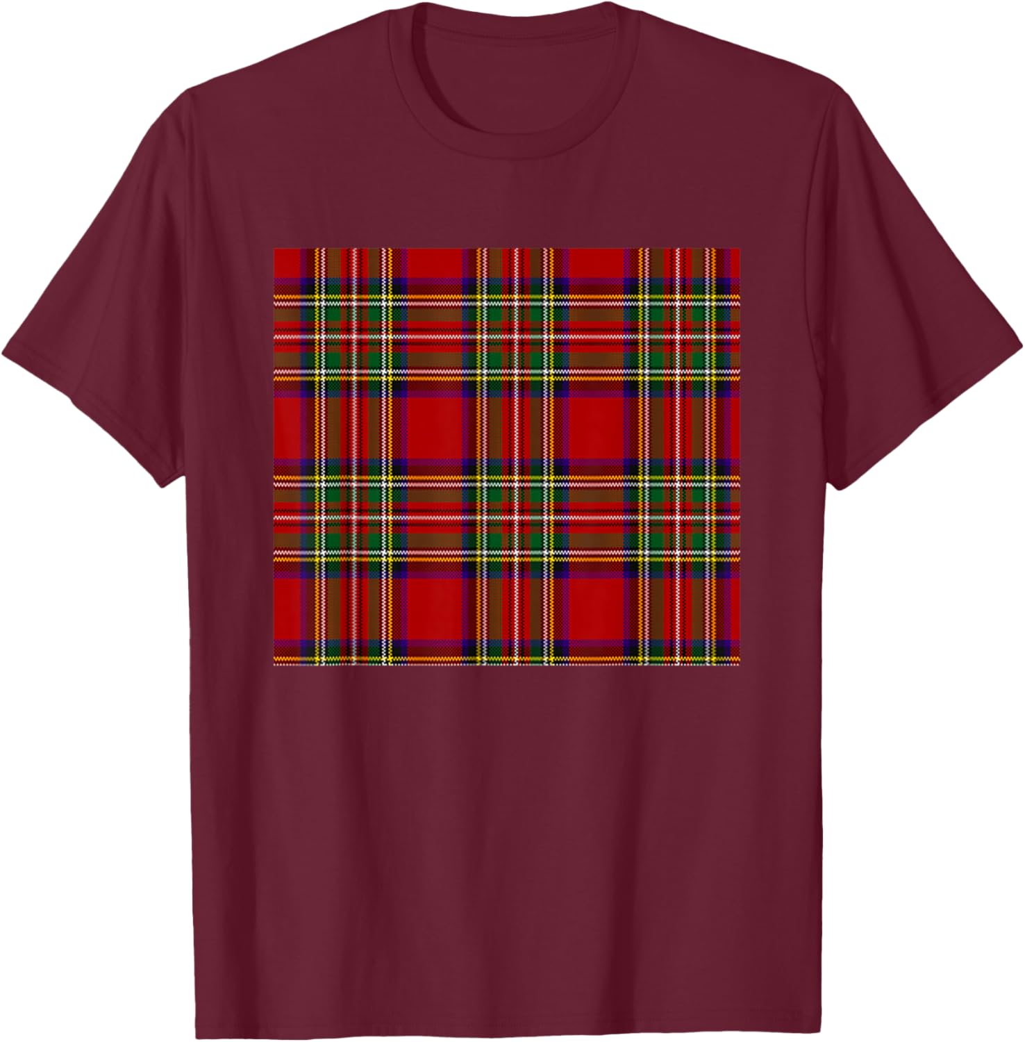 Royal Stewart Tartan Plaid T-Shirt - T-Shirt | Maroon