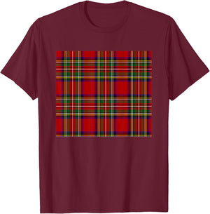 Royal Stewart Tartan Plaid T-Shirt - T-Shirt | Maroon